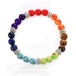 Charm Bracelets All Natural Stone Beads 7 Chakra Bracelet For Women Yoga Buddha Buddhism Jewellery Player Small Big 2 Sizes