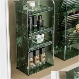 Storage Boxes Bins Eyeshadow Brush Cosmetic Palette Transparent Organizer Box Makeup Shelf Rack Lipstick Jewelry Desktop Acrylic Drop Otkvk