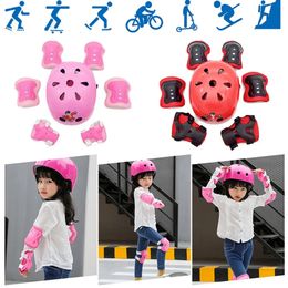 7 PCS Roller Skating Protector Set Boys Girls Kids Skate Cycling Bike Safety Helmet Knee Elbow Pad Set For 3-15 Years Old Kid 240226