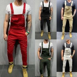 Mens Jeans Overalls Denim Dungaree Bib Overalls Male Jumpsuits Cargo Work Pants Trousers Plus Size Mens Casual Moto Biker