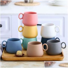 Mugs Aron Ceramic Mug Matte Northern European Coffee Milk Latte Cup Tumbler Cups Creative Big Belly Drinkware Household Gift 210409 D Dhmzn