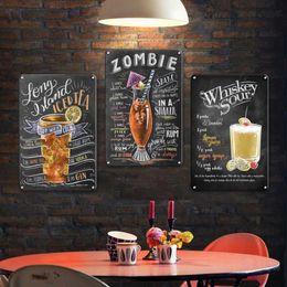 Vintage Cocktail Metal Sign Kitchen Bar Accessories Wall Decor Tin Signs Shabby Chic Man Cave Club Poster Decorative Plate Q0723156j