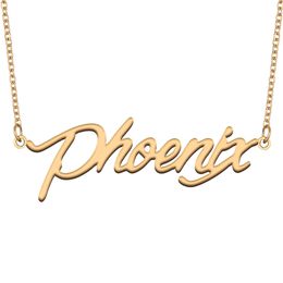 Phoenix Name Necklace Custom Nameplate Pendant for Women Girls Birthday Gift Kids Best Friends Jewellery 18k Gold Plated Stainless Steel