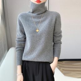 Women's Sweaters Merino Wool Cashmere Sweater High Neck Long Sleeve Pullover Winter Padded