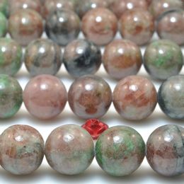 Loose Gemstones Natural Green Red Garnet Stone Smooth Round Beads Gemstone Wholesale For Jewellery Making Diy Bracelet Necklace Design