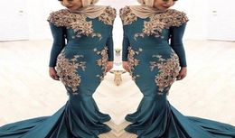 2019 Cheap Muslim Evening Dress Mermaid Long Sleeves Holiday Women Wear Formal Party Prom Gown Custom Made Plus Size1959270