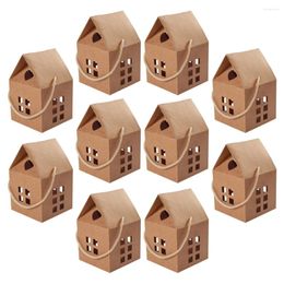 Gift Wrap 10pcs Portable Hollow Out House Candy Box Small Decorative Packing Boxes Shaped Paper