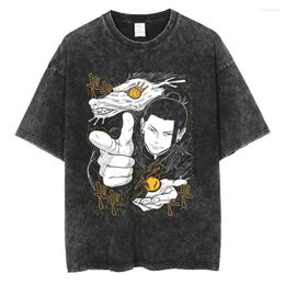Mens t Shirts Harajuku Loose Washed Black Tshirt Anime Graphic Print T-shirt Men Vintage Oversized Shirt Fashion Summer Cotton Tops Tees
