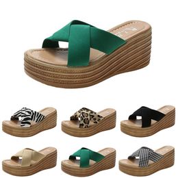 Fashion Slippers Sandals Women High Heels Shoes Summer Platform Sneakers Triple White Black Brown Green Color4 76