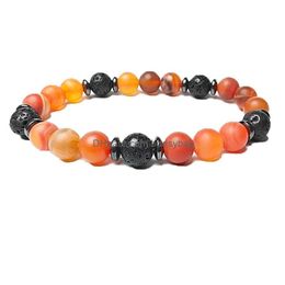 Beaded 8Mm Natural Lava Agate Stone Strands Bracelets For Women Men Lover Handmade Charm Yoga Energy Jewelry Drop Delivery Dh249
