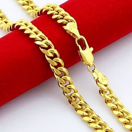 designeChains man necklaces Jewellery 24K Gold 6 5mm men's 24K gold long chain classic 20-30 inch24KGP figaro chain for MEN Fre2258
