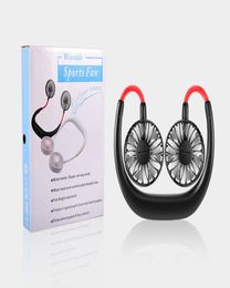 Neck Band Fan Portable Mini Double Wind Head Summer Lazy Neckband Fan USB Rechargeable for Outdoor Sports Travel Air Cooler Fan2419499