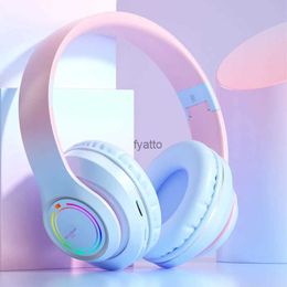 Cell Phone Earphones Wireless Bluetooth Headphones Childrens Multi-color Light Headsets with Microphone can be Inserted SD Card EarphoneH240312