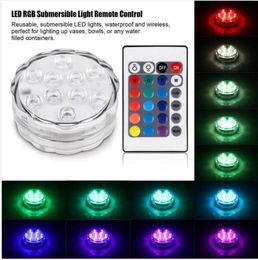 10leds RGB Led Underwater Light Pond Submersible IP67 Waterproof Swimming Pool Light Battery Operated for Wedding97206547042437