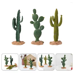 Decorative Flowers 3 Pcs Artificial Cactus Desktop Decor Simulated Figurines Crafts Round Pvc Child Office Plant Decoration