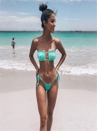 Brand Designer Sexy Pink Swimwear Women Bathing Suit Bandeau Bikinis 2019 Mujer Micro Swimsuit Female Push Up Twopiece Suit Summe1254250