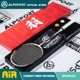 Alpsport AIR 10U Ultralight 52g T800 Badminton Racket Fast rebound Imported max 28lbs Carbon Fibre badminton racket 240227