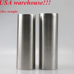 local warehouse20oz straight tumbler sliver skinny tumblers Vacuum Insulated cup stainless steel watter bottle with lids straws2941