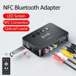 Adapter Bluetooth 5.0 odbiornik nadajnik FM Stereo AUX 3.5mm Jack RCA optyczne NFC Audio bezprzewodowy Adapter Bluetooth pilot do TV