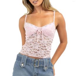 Camisoles & Tanks Women Eyelet Lace Spaghetti Strap Cami Tops Sleeveless Backless Tank Summer Vests Streetwear