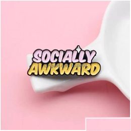 Cartoon Accessories Cute Small Funny Socially Awkward Enamel Brooches Pins For Women Christmas Gift Demin Shirt Decor Brooch Pin Met D Otekd