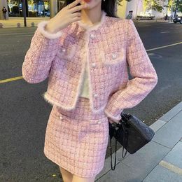 Two Piece Dress High-End Feel Elegant Style Set For Women Autumn And Winter Thickened Short Coat Half-Length Skirt Two-Piece