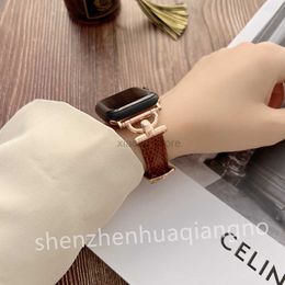 Bands Watch Straps Guard 45mm bands Leather Rose Gold Connector Ladies 38mm 41mm 44mm For Strap iwatch Series SE Watchband Bracelet Women Fashion Brown Present 2438