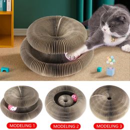 Interactive Cat Scratch Board Funny Kitten Toy with Bell Ball Cat Grinding Claw Cat Climbing Frame Corrugated Cat Scratch Toy 240309