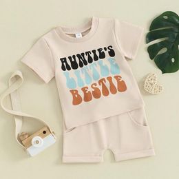 Clothing Sets Toddle Baby Girl Boy Summer Outfit Auntie Little Ie Short Sleeve T Shirt Elastic Waist Shorts Cute Infant Clothes