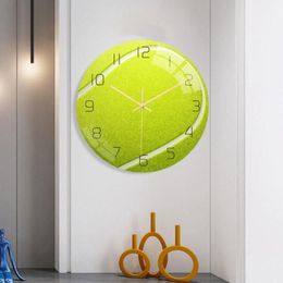 Home Decor Mute Quartz Wall Clocks Plexiglass Surface Acrylic Sport Tennis Ball Plate Fan Living Room2566