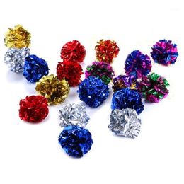 Colour random Multicolor Mylar Crinkle Ball Cat Toys Ring Paper Cat Toy Interactive Sound Ring Paper Kitten Playing Balls1198l