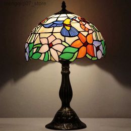 Lamps Shades Tiffany Lamp Stained Glass Lamp Bird Style Bedside Table Lamp Desk Reading Light 12X12X18 Inches Decor Durable L240311