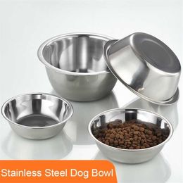 Large Capacity Dog Bowl 304 Stainless Steel Pet Feeding Cat and Food Drinking Metal Durable 220118230A