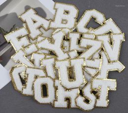 Gift Wrap 26pcs A To Z White English Letters Towel Embroidery Patch Fabric Sticker DIY Clothing Bags Decoration Adhesive Label4974124