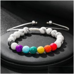 Charm Bracelets 8Mm Colorf Natural Stone Handmade Rope Braided Adjustable Bangle For Women Men Lover Beaded Jewelry Drop Delivery Dhs3K