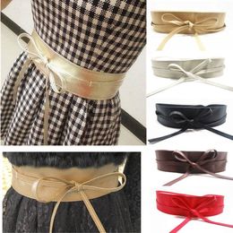 Belts Fashion Women Belt Soft PU Leather Wide Self Tie Wrap Around Waist Band Dress FS992705