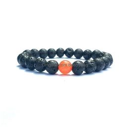 Beaded 8Mm Natural Lava Stone Handmade Strands Bracelets For Women Men Charm Yoga Party Club Adjustable Jewellery Drop Delivery Dhzmx