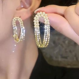 Dangle Earrings Fashion Trend Pearl Rhinestone Tassel Stud For Women Unique Design Sweet Temperament Ladies Wedding Party Jewelry