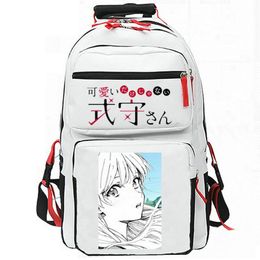 Shikimori Not Just a Cutie backpack Route Blue daypack Comic school bag Cartoon Print rucksack Casual schoolbag White Black day pack