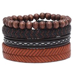 Beaded Mtilayer Rope Leather Handmade Braided Beaded Charm Bracelets Set Adjustable Party Club Jewellery For Men Drop Delivery Jewellery Dhd5C