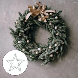 Decorative Flowers Pentagram Garland Wreath Frame For Christmas DIY Festival Accessory Metal Iron Ring Star Design Hoops Decor