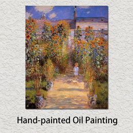Fine Art Painting Claude Monet Garden at Vetheuil Impressionist Canvas Artwork Picture for Reading Room Wall Decor320s