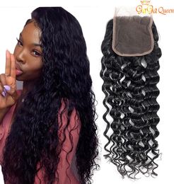 4x4 Lace Closure Water Wave Human Hair Closure Unprocessed Brazilian Water Wave Lace Frontal Closure Nature Color5487006