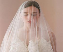 Ivory Lace Fingertip Wedding Veils Soft Tulle Bridal Gown Veil Single Layer Bridal Accessories Blusher Veils 17m Length 16m Widt4498824