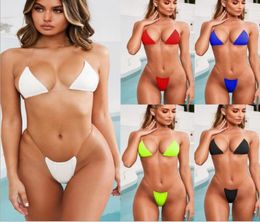 New Summer Women Transparent Straps Halter Neck Solid Micro GString Bikini Set Bra Thong Sexy Push up Swimwear Bathing Swimsuit4051944