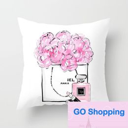 Fashion Perfume Bottle Comfortable Pillows Covers Home Fabric Sofa Cushion Cushions Cover Throw Pillow Filler Wholesale