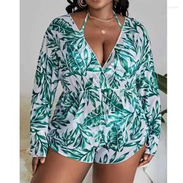 Women's Swimwear 2024 Large Size 3PCS Tankini Women Bathing Suit Sexy Bikini Set Long Sleeve Cover UV Protect Sunscreen Swimsuit