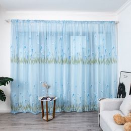 Multicolor Trumpet curtain Leaves Curtains Tulle Window Voile Drape Valance 1 Panel Fabric For Living Room Blackout Decoration#45269T