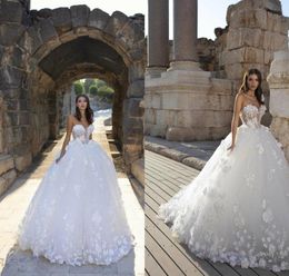 Modest Pnina Tornai Elegant Ball Gown Sweetheart Sleeveless Backless Hand Made Flower Wedding Dresses Wedding Gowns Sweep Train Br5621827