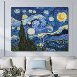 Canvas Paintings Vincent Van Gogh Starry Sky Famous Art Reproduction Home Decoration Prints Poster Wall Art Unframed246g
